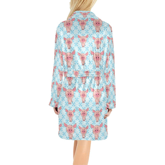 Pig Print Design LKS402 Women's Fleece Robe