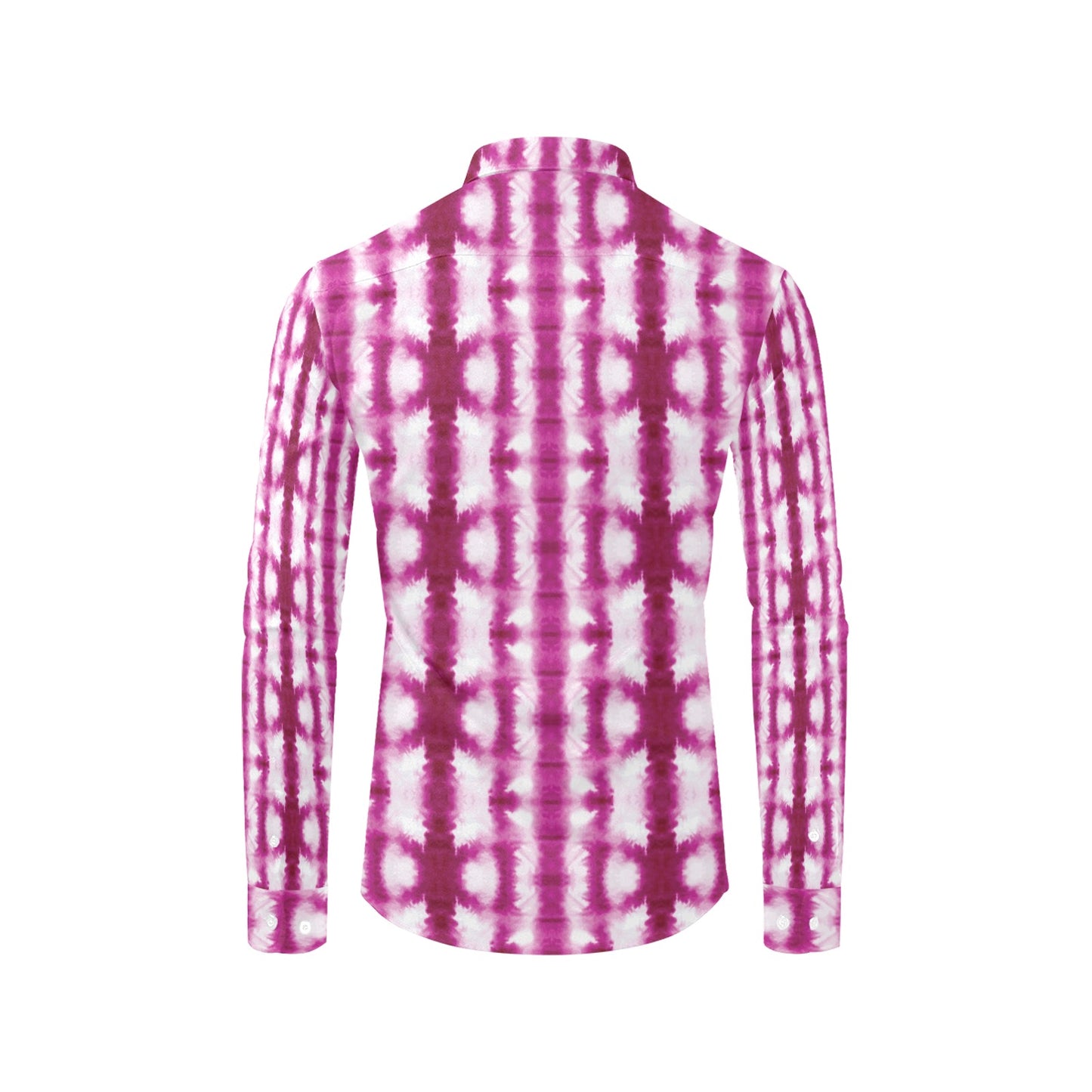 Tie Dye Dark Pink Print Design LKS303 Men's Long Sleeve Dress Shirt