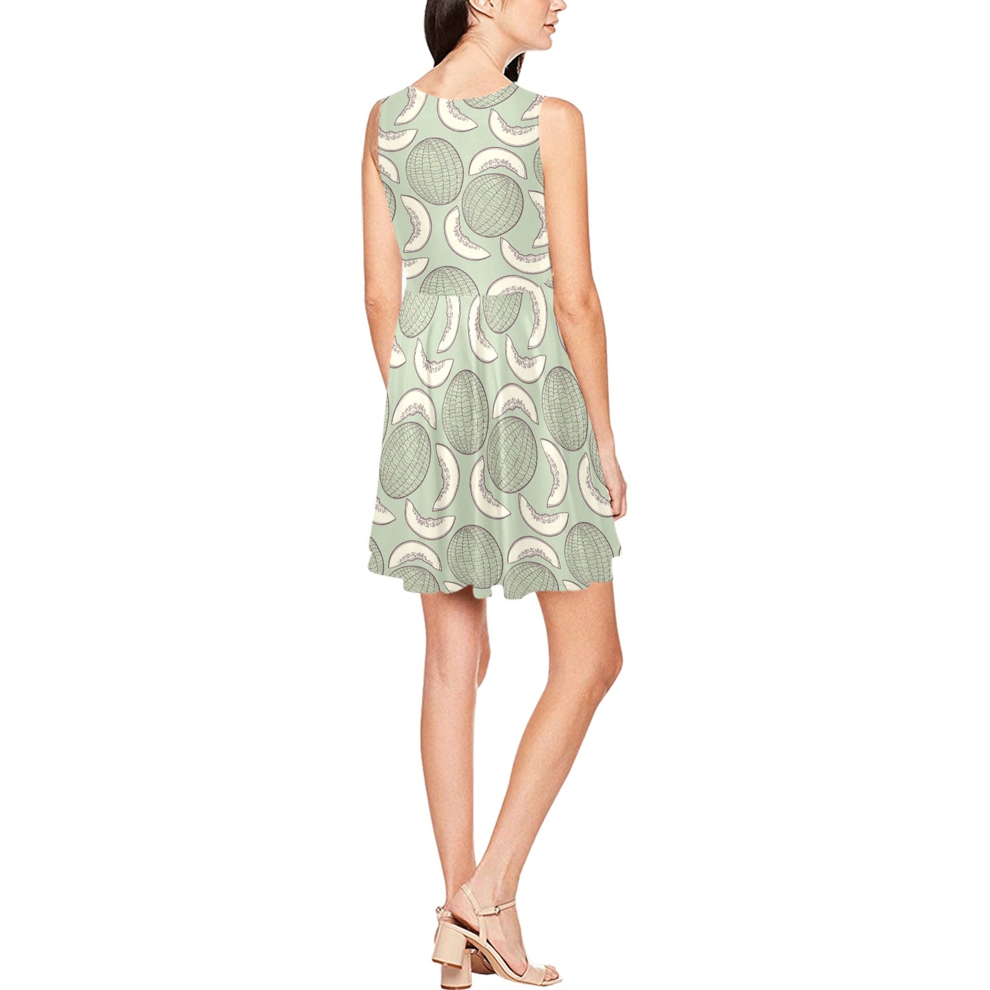Cantaloupe Pattern Print Design 01 Sleeveless Dress