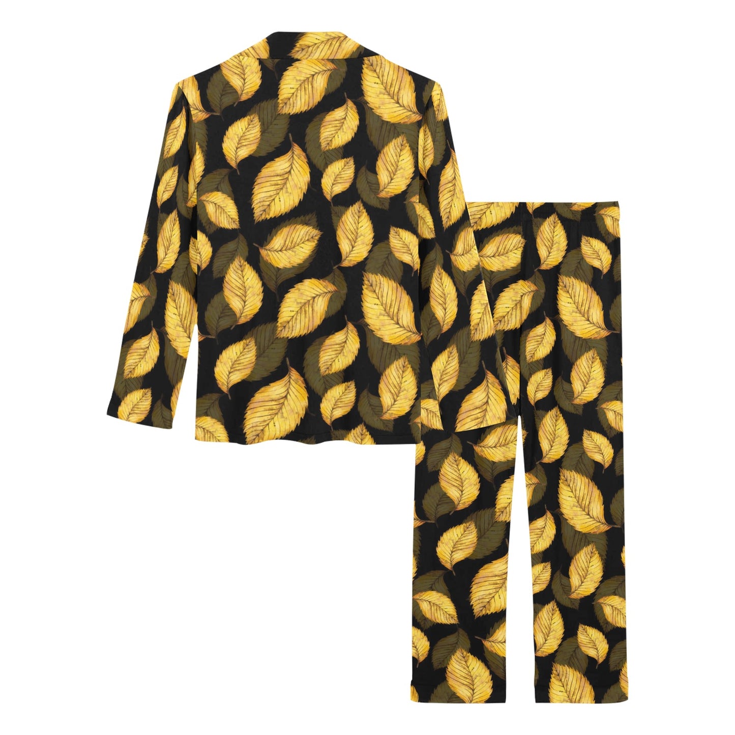 Elm Leave Summer Print Pattern Women's Long Pajama Set