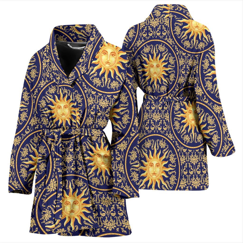 Celestial Gold Sun Face Women Bath Robe-JTAMIGO.COM