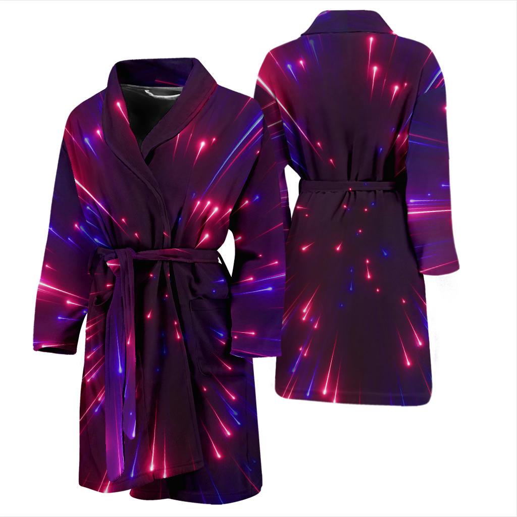 Celestial Purple Blue Neon Speed Light Men Bath Robe-JTAMIGO.COM