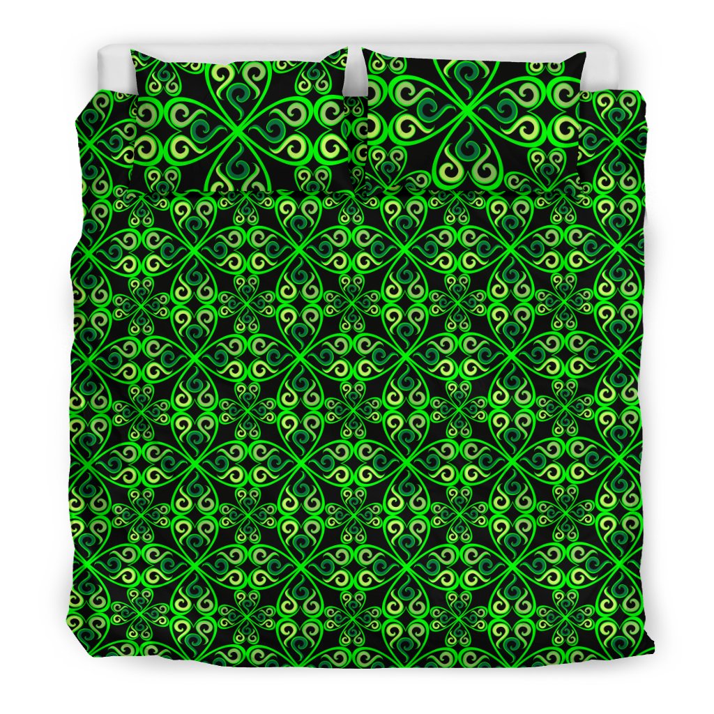 Celtic Green Neon Design Duvet Cover Bedding Set