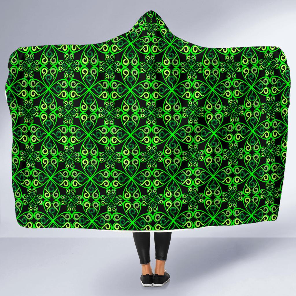 Celtic Green Neon Design Hooded Blanket-JTAMIGO.COM