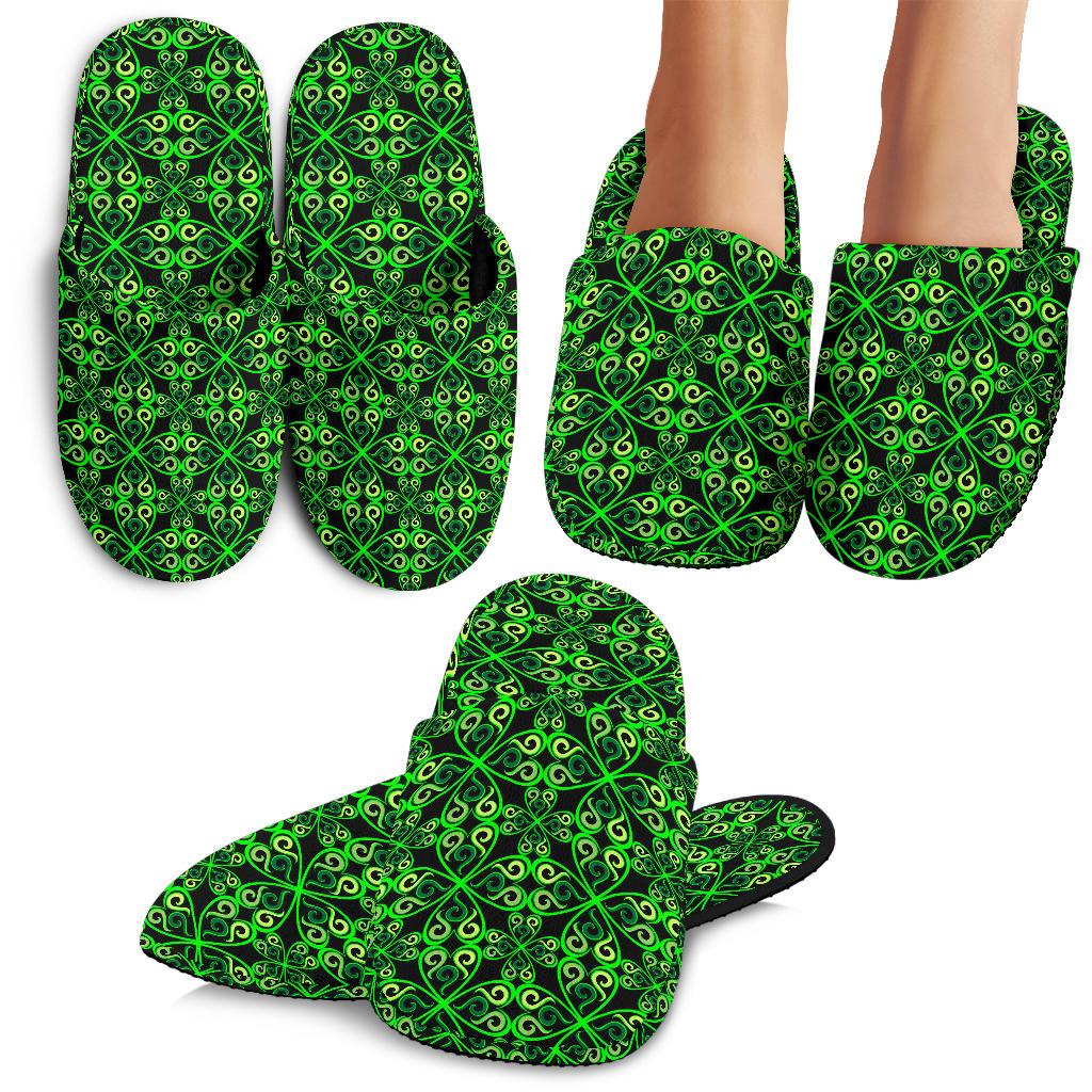 Celtic Green Neon Design House Slippers