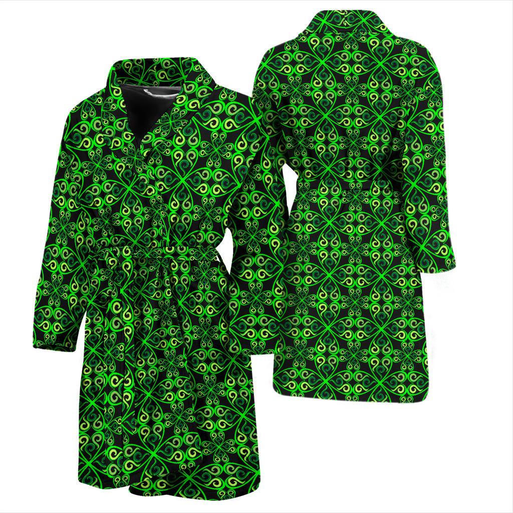 Celtic Green Neon Design Men Bath Robe-JTAMIGO.COM