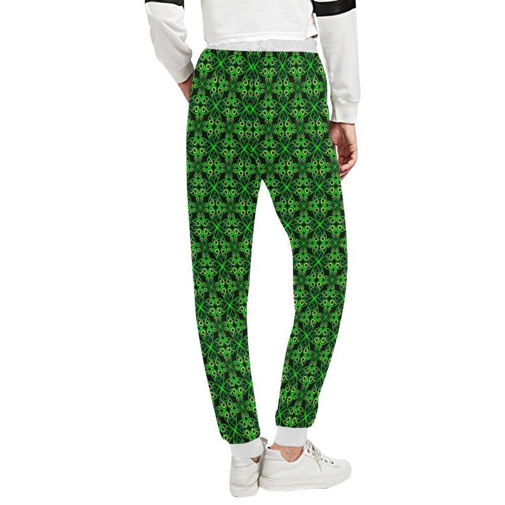 Celtic Green Neon Design Unisex Casual Sweatpants (Model L11)-JTAMIGO.COM