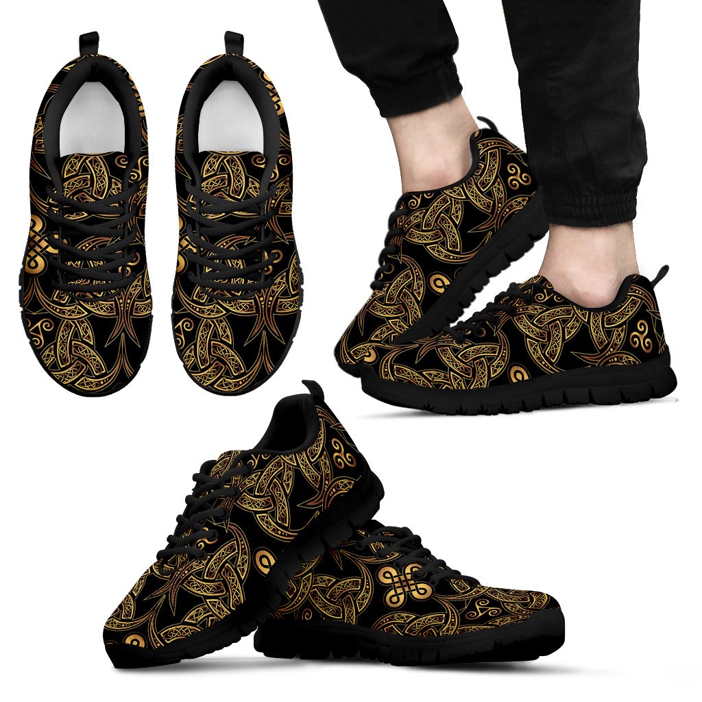 Celtic Knot Gold Design Men Sneakers Shoes