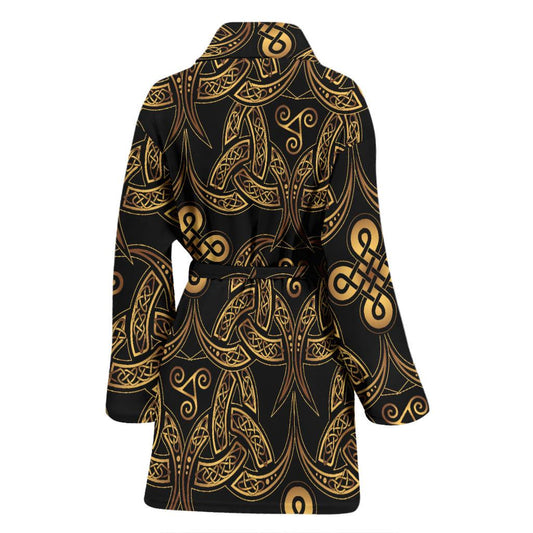 Celtic Knot Gold Design Women Bath Robe-JTAMIGO.COM