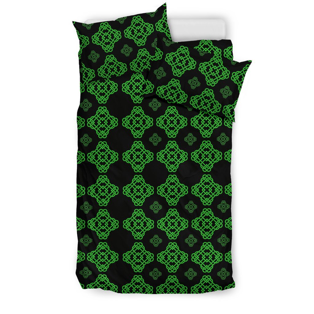 Celtic Knot Green Neon Design Duvet Cover Bedding Set