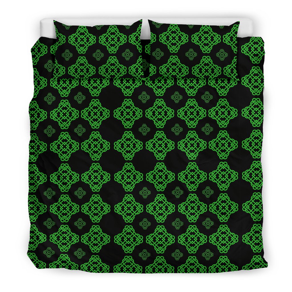 Celtic Knot Green Neon Design Duvet Cover Bedding Set