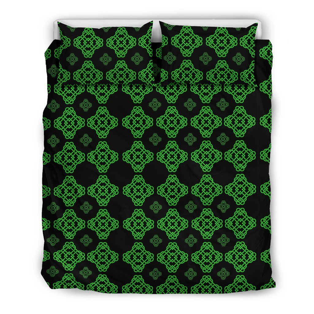 Celtic Knot Green Neon Design Duvet Cover Bedding Set