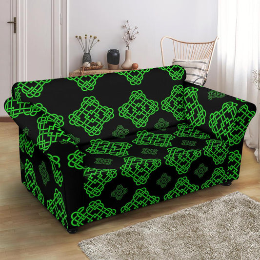 Celtic Knot Green Neon Design Loveseat Slipcover-JTAMIGO.COM