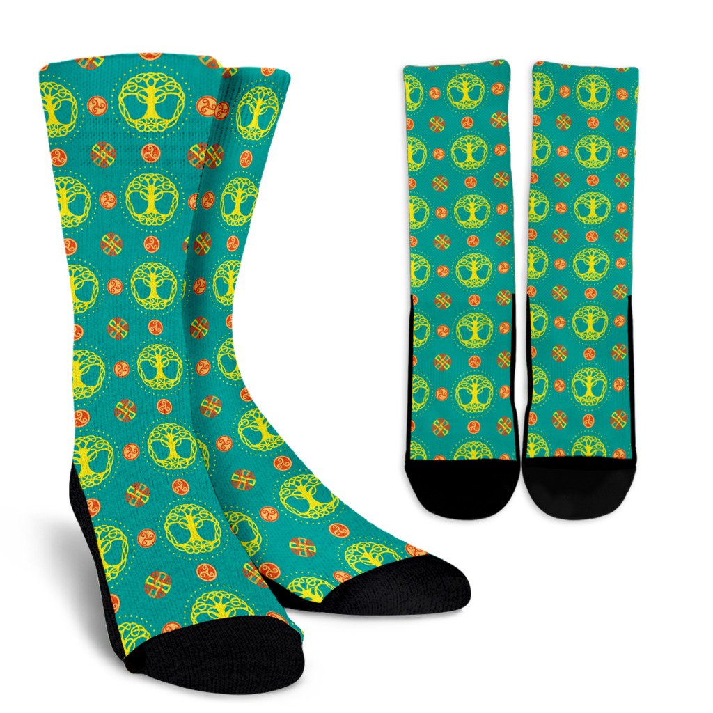 Celtic Tree of Life Print Pattern Crew Socks