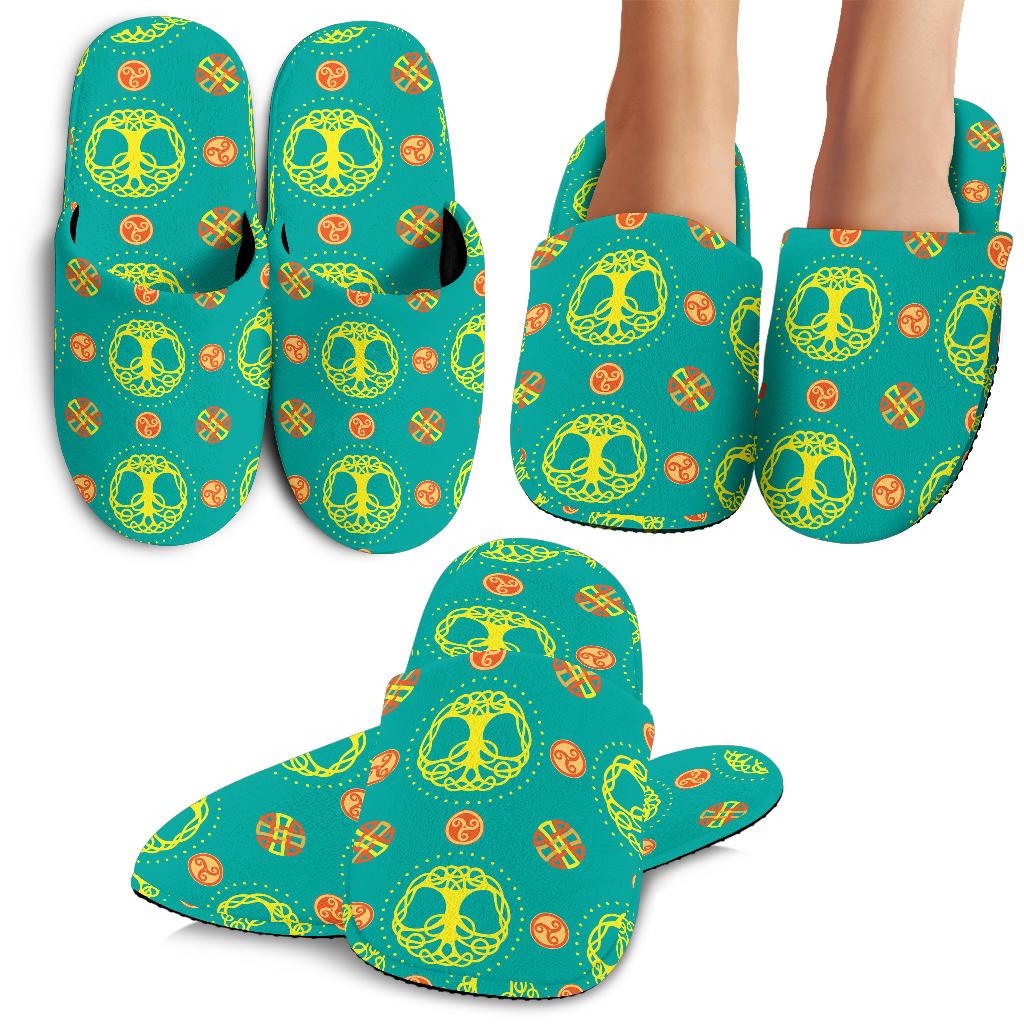 Celtic Tree of Life Print Pattern House Slippers