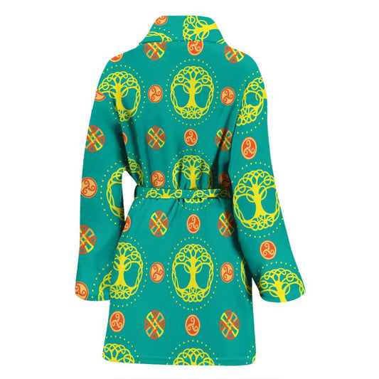 Celtic Tree of Life Print Pattern Women Bath Robe-JTAMIGO.COM