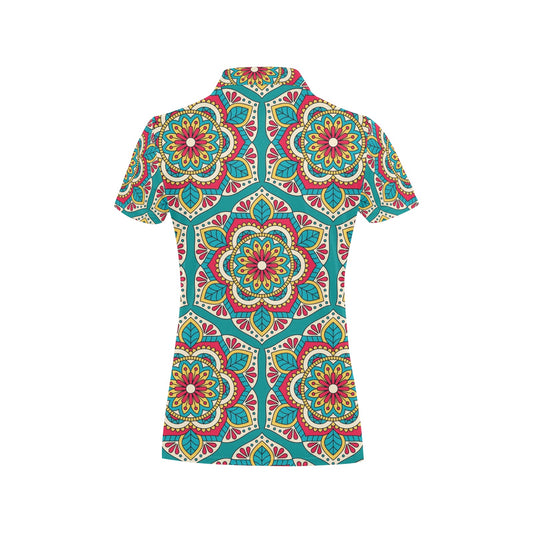 Mandala Pattern Print Design 03 Women's Polo Shirt