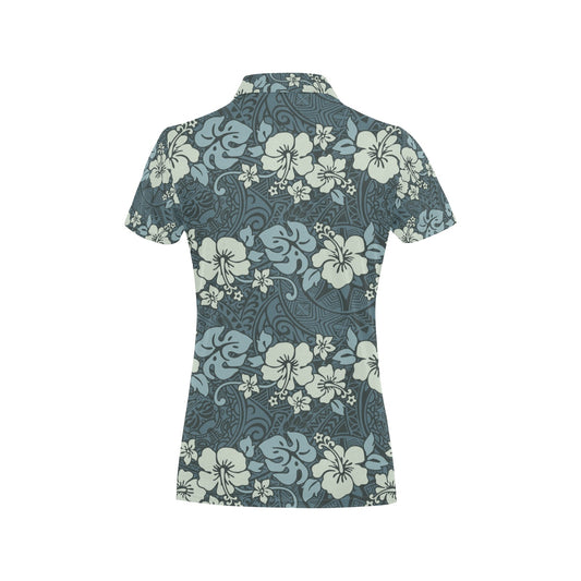 Flower Hawaiian Hibiscus Style Print Pattern Women's Polo Shirt