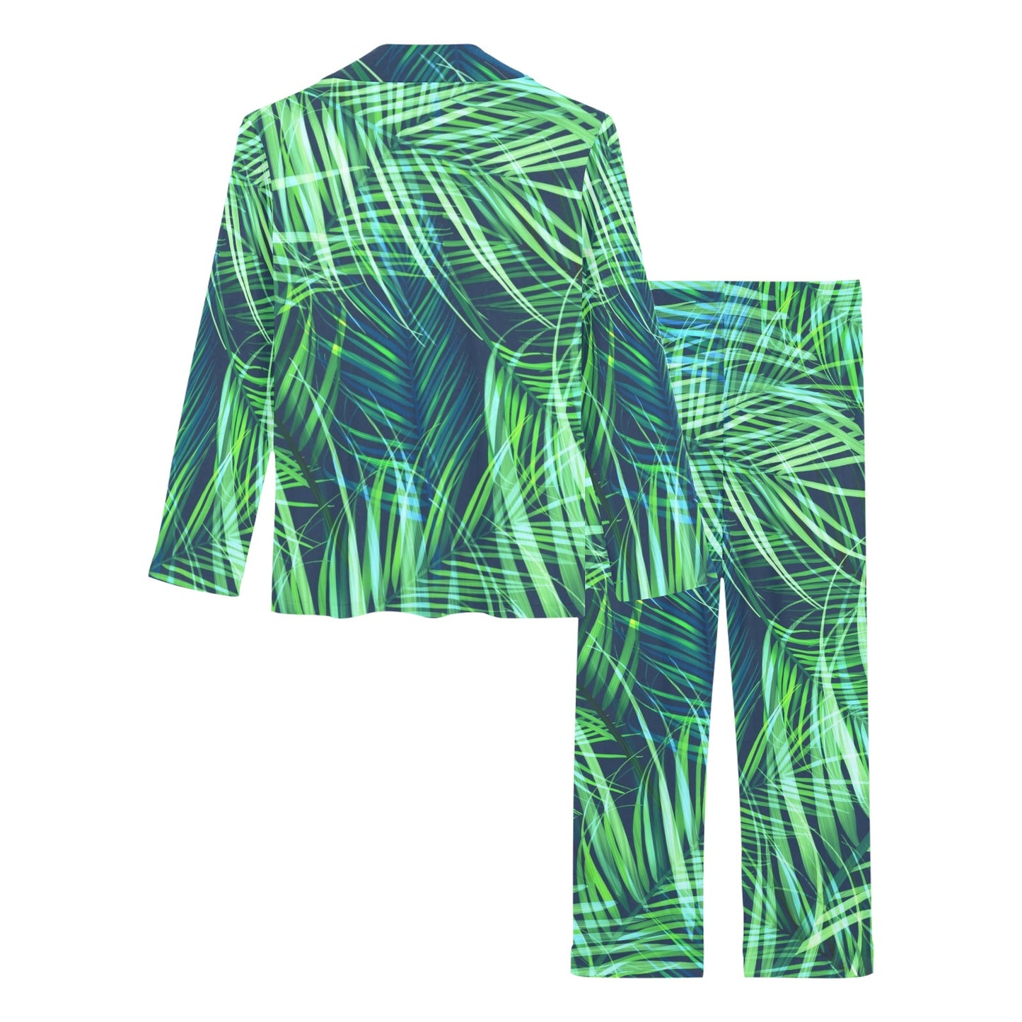 Palm Leaves Pattern Print Design PL02 Women's Long Pajama Set