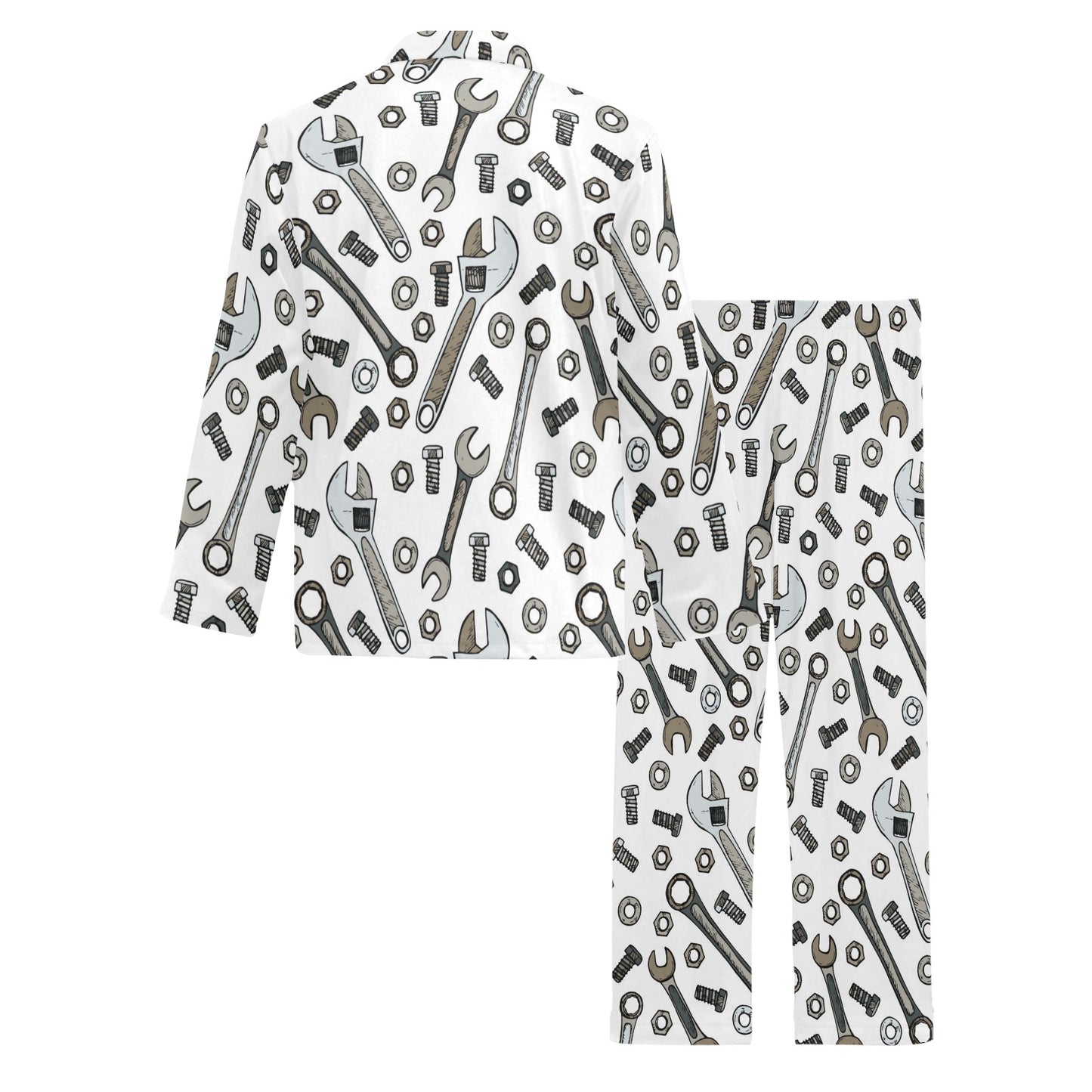 Mechanic Pattern Print Design 03 Men's Long Pajama Set