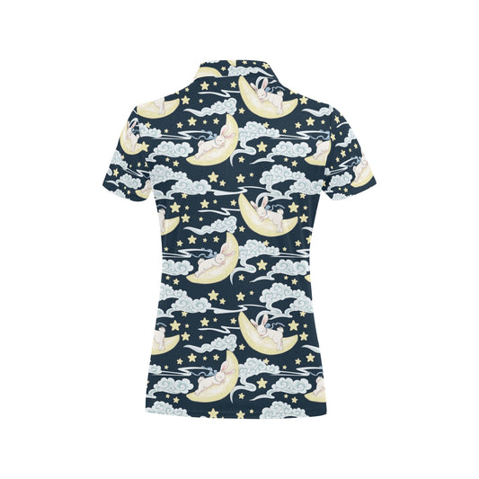 Rabbit Sleeping Pattern Print Design RB08 Women's Polo Shirt