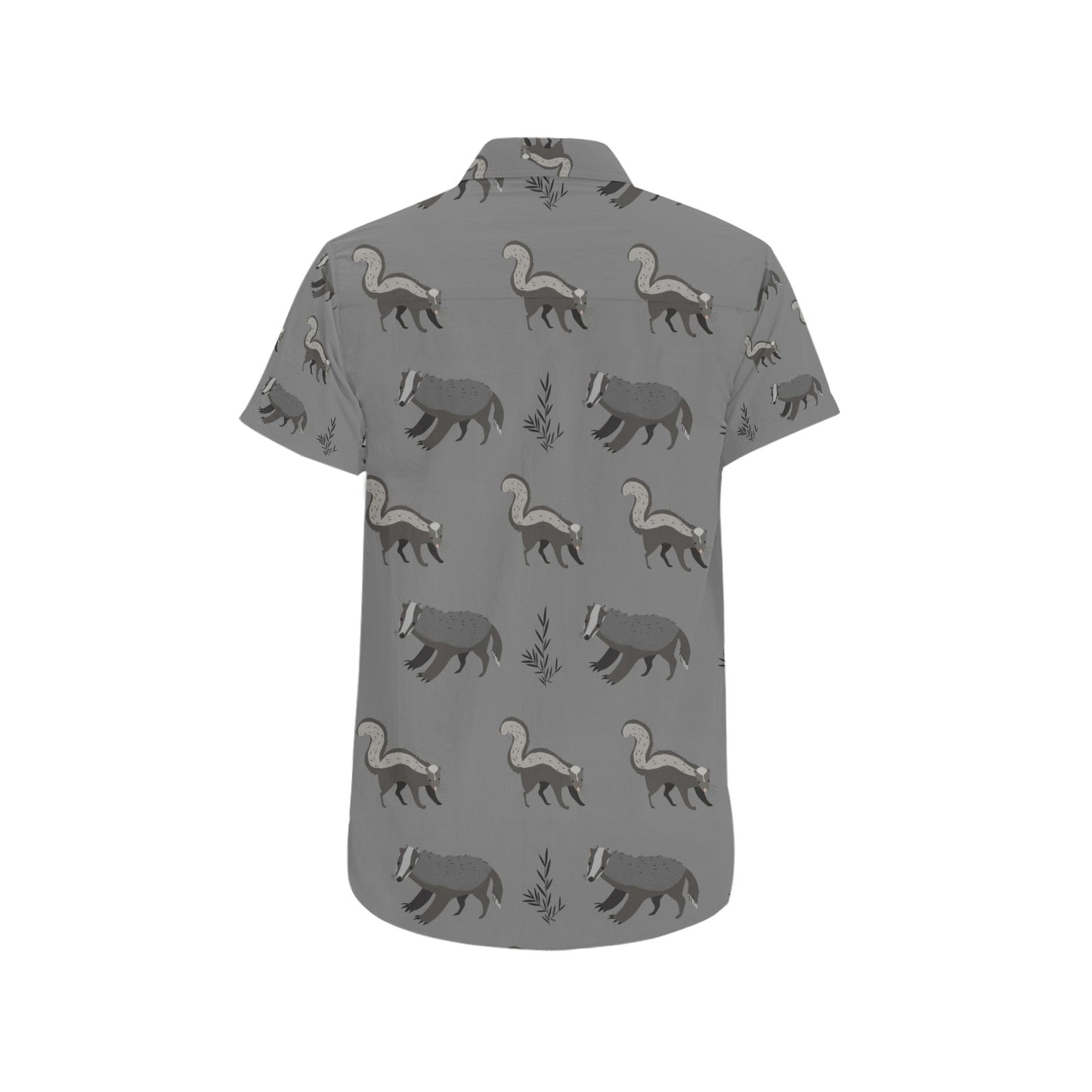 Skunk Print Design LKS301 Men Short Sleeve Button Up Shirt