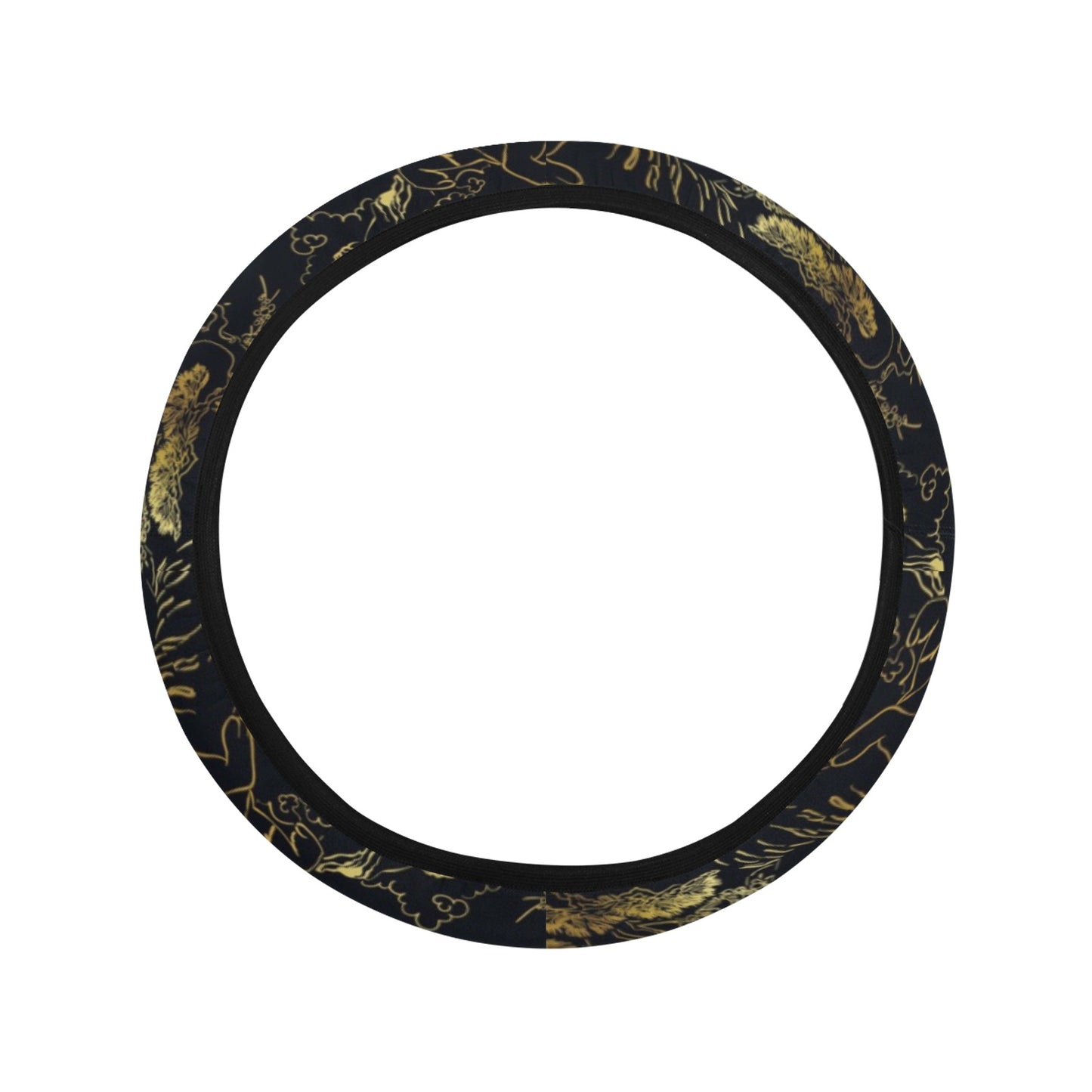 Tiger Japan Style Print Design LKS305 Steering Wheel Cover with Elastic Edge