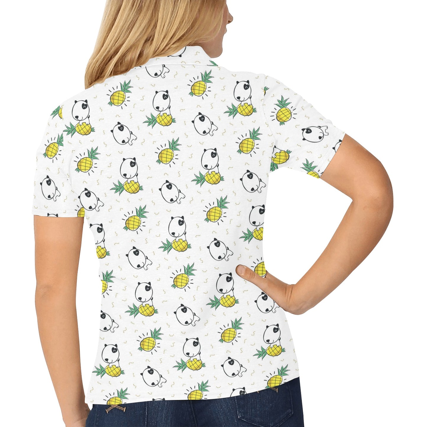 Bull Terriers Pattern Print Design 05 Women's Polo Shirt