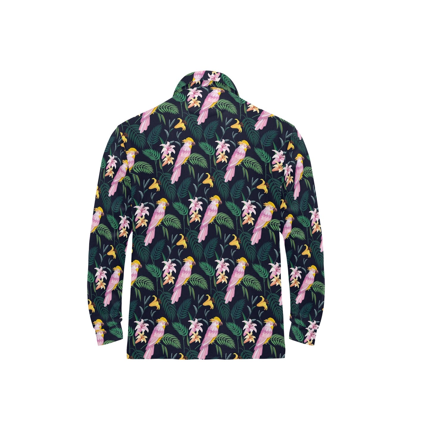 Cockatoo Pattern Print Design 03 Long Sleeve Polo Shirt For Men's