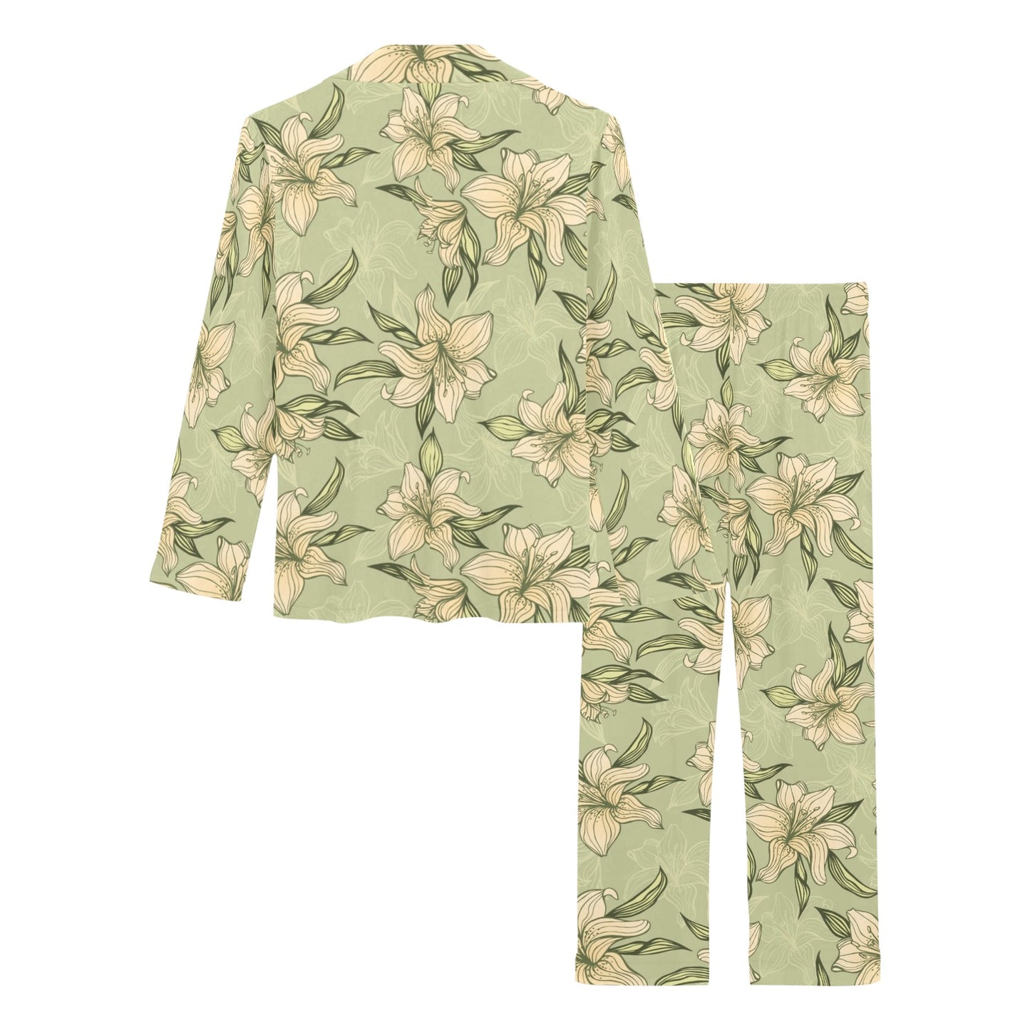 Lily Pattern Print Design LY06 Women's Long Pajama Set