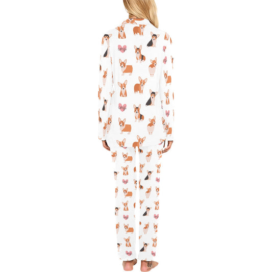 Cardigan Welsh Corgis Pattern Print Design 02 Women's Long Pajama Set