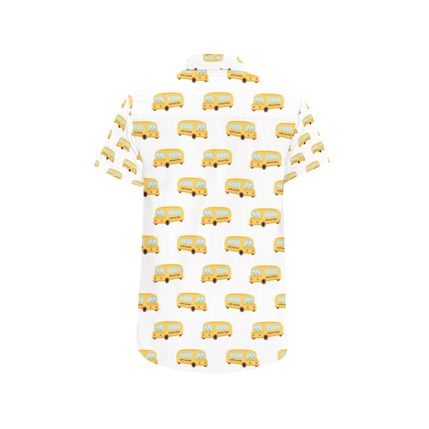 School Bus Print Design LKS306 Men Short Sleeve Button Up Shirt