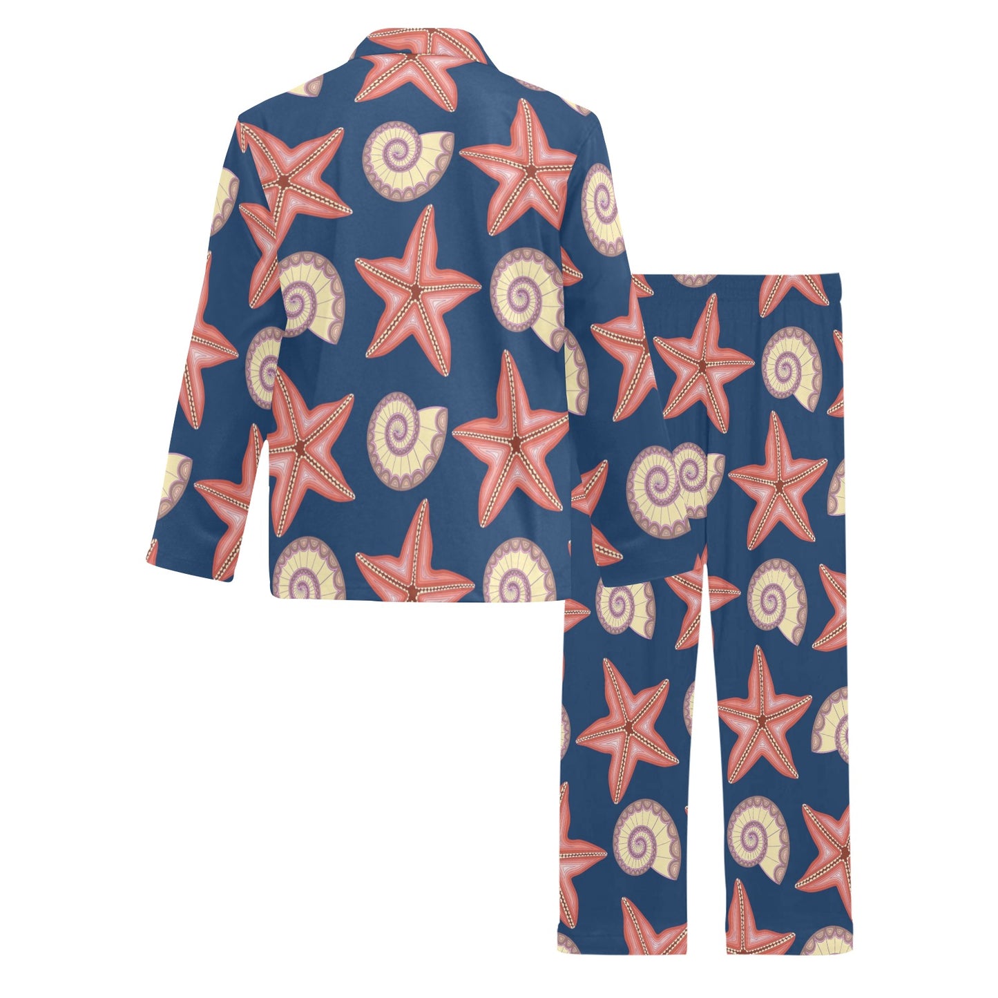 Starfish Pattern Print Design 03 Men's Long Pajama Set
