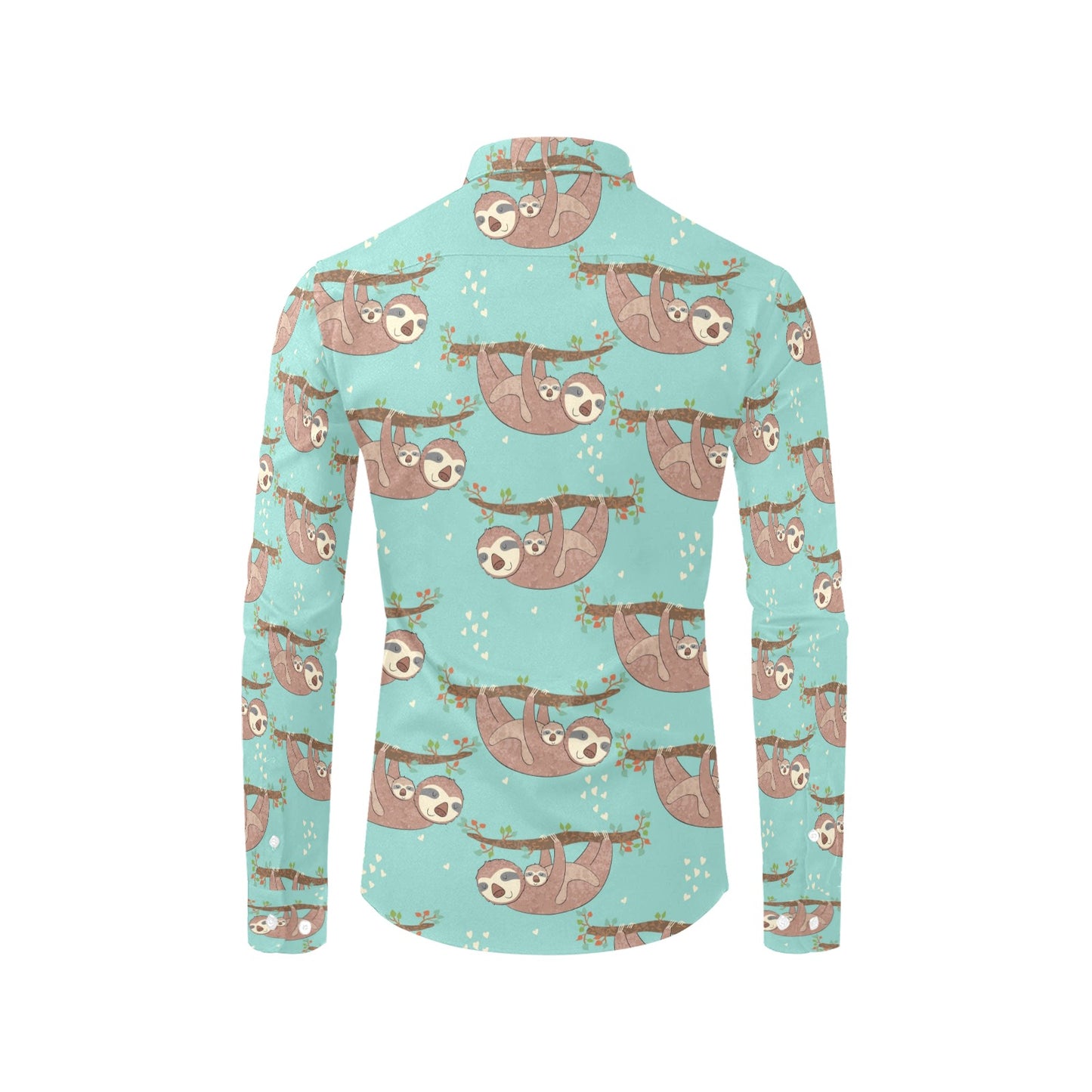 Sloth Print Design LKS302 Men's Long Sleeve Dress Shirt
