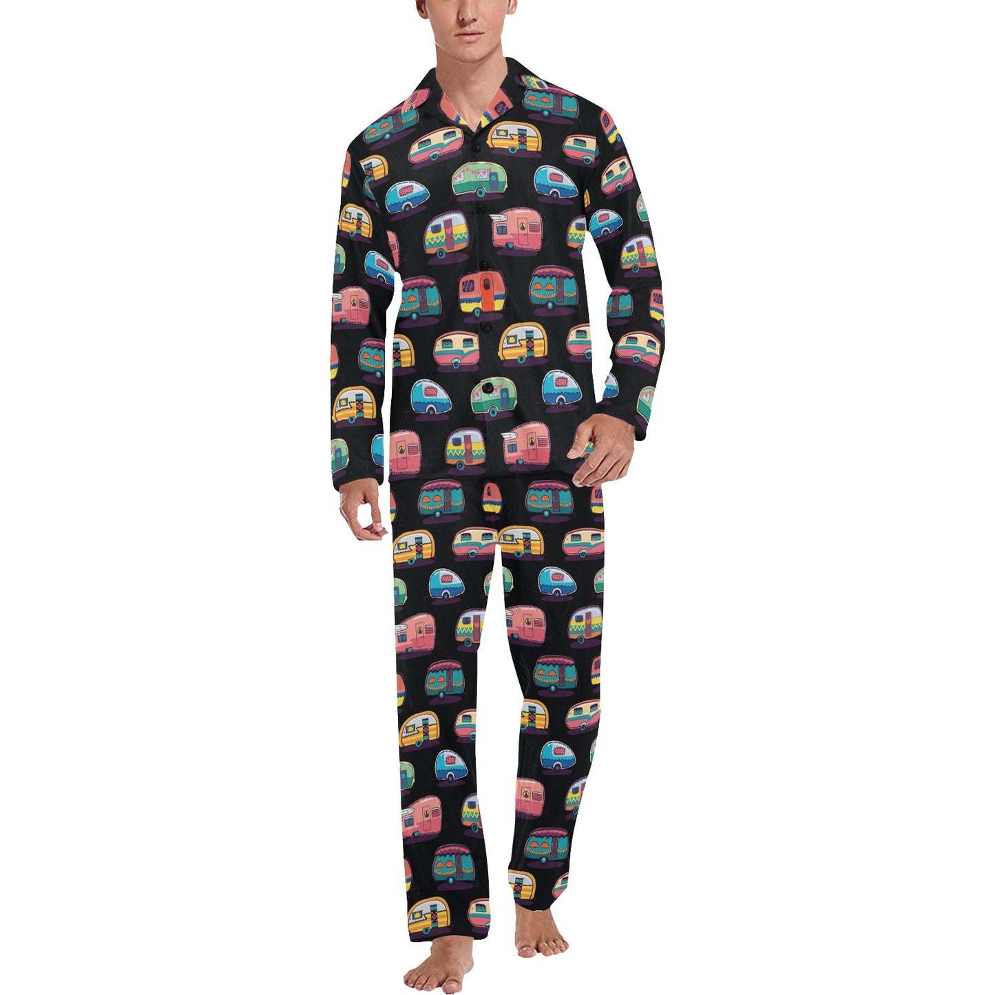 Camper Camping Pattern Men's Long Pajama Set