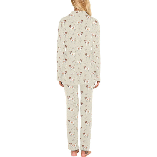 Russell Terriers With Bone Print Design LKS302 Women's Long Pajama Set