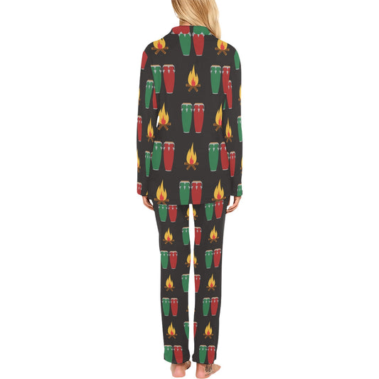 Conga Pattern Print Design 01 Women's Long Pajama Set