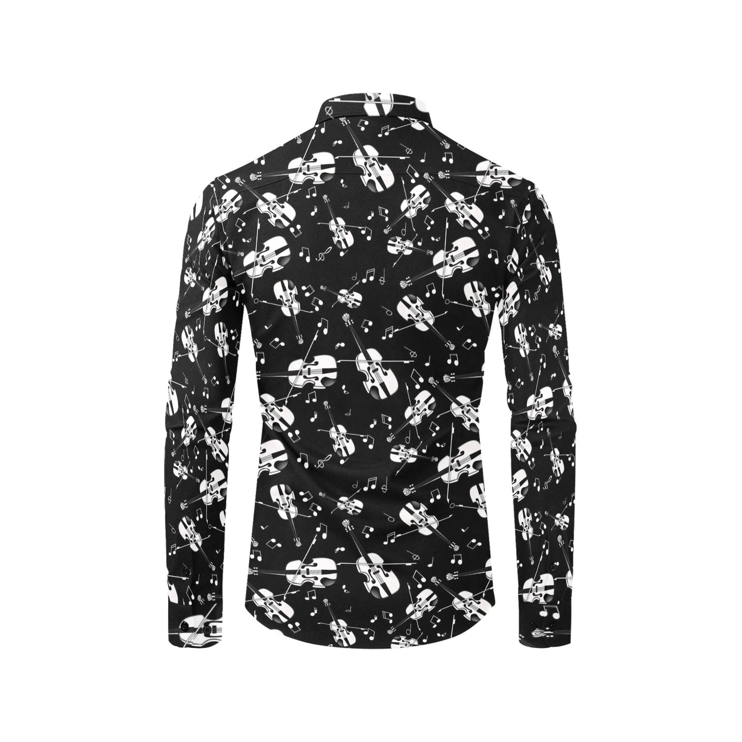 Violin Print Design LKS404 Men's Long Sleeve Dress Shirt