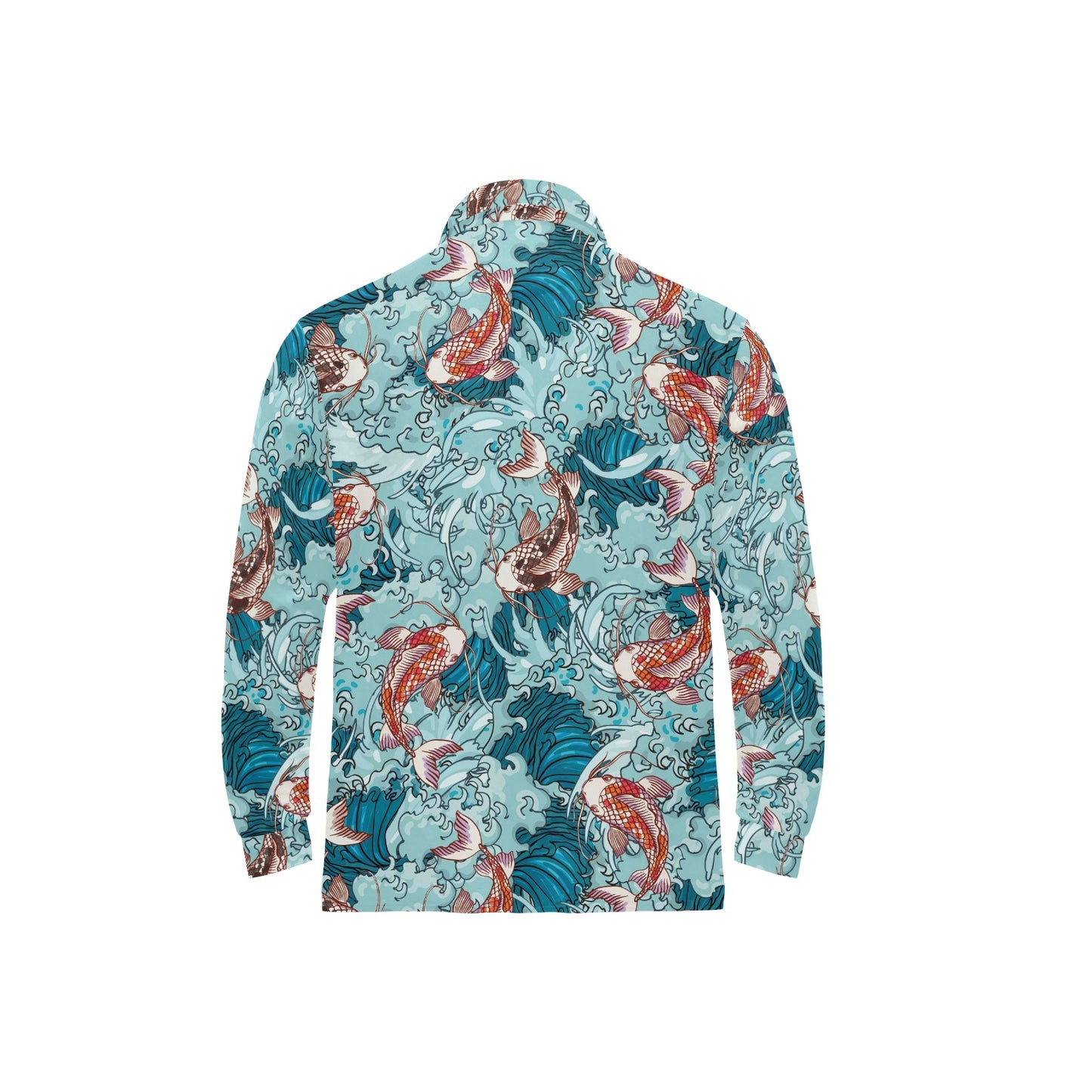 KOI Fish Pattern Print Design 05 Long Sleeve Polo Shirt For Men's