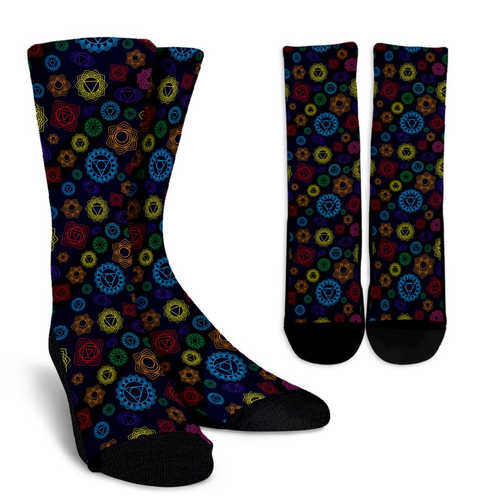 Chakra Colorful Print Pattern Crew Socks