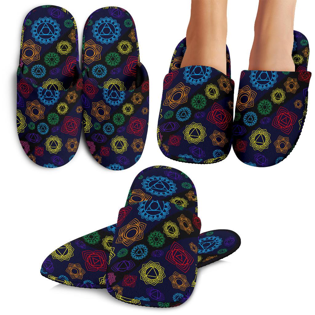 Chakra Colorful Print Pattern House Slippers
