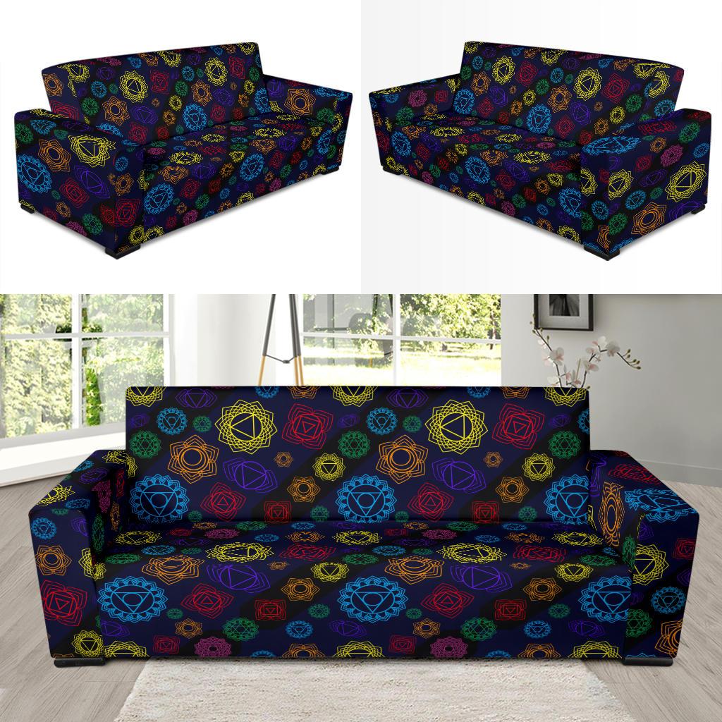 Chakra Colorful Print Pattern Sofa Slipcover-JTAMIGO.COM