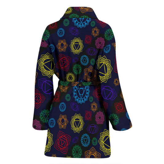 Chakra Colorful Print Pattern Women Bath Robe-JTAMIGO.COM