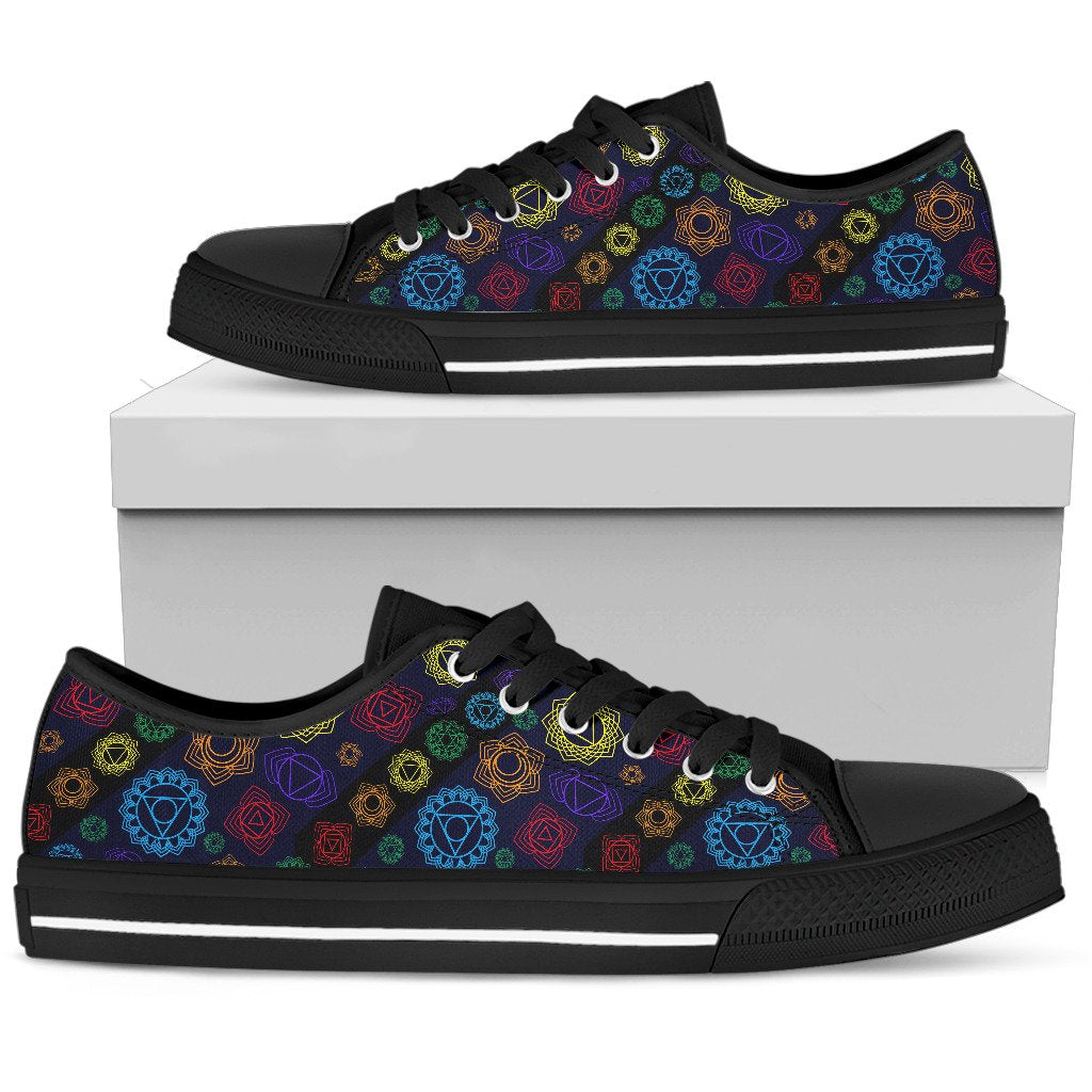 Chakra Colorful Print Pattern Women Low Top Shoes