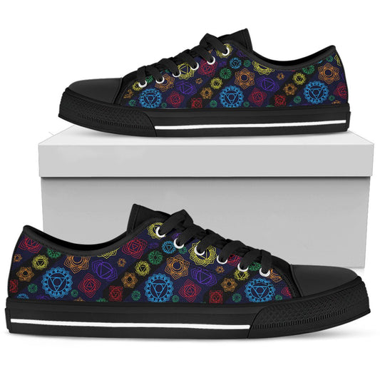 Chakra Colorful Print Pattern Women Low Top Shoes