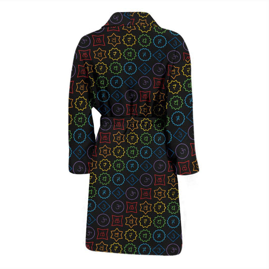 Chakra Colorful Symbol Pattern Men Bath Robe-JTAMIGO.COM
