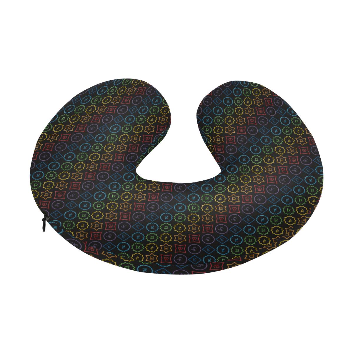 Chakra Colorful Symbol Pattern U-Shaped Travel Neck Pillow-JTAMIGO.COM