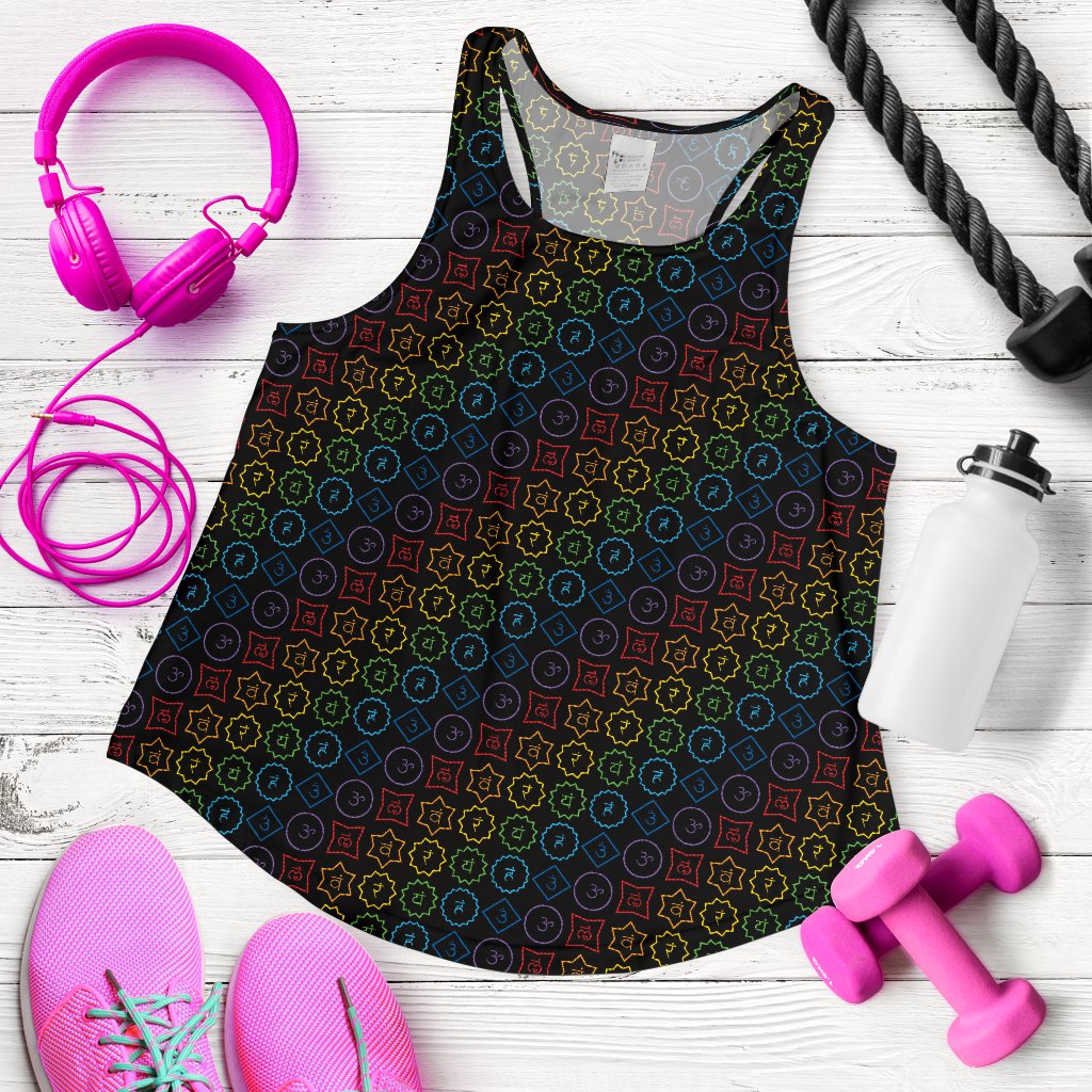 Chakra Colorful Symbol Pattern Women Racerback Tank Top
