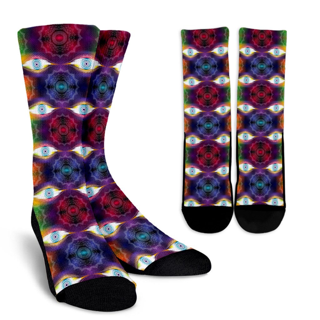 Chakra Eye Print Pattern Crew Socks