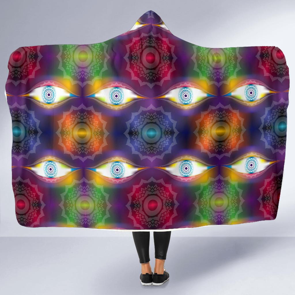 Chakra Eye Print Pattern Hooded Blanket-JTAMIGO.COM